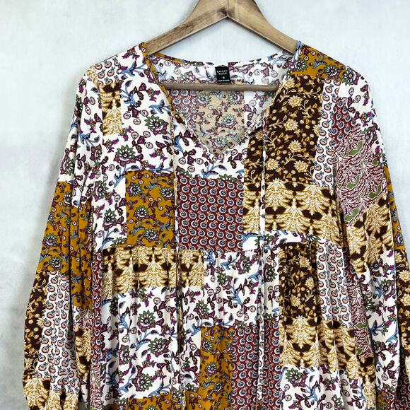 Emery Rose Womens Dress‎ M Boho Patchwork Cottagecore Indie Floral Fall Festival - Picture 3 of 12